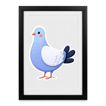 Blue Dove Aufkleber-Illustration - Gerahmtes Poster (27 × 37 cm) - Schwarz - Vorne