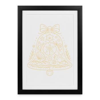 Cloche de Noël maritime avec coquillages et étoiles de mer - Affiche encadrée (27 × 37 cm) - noir - Devant