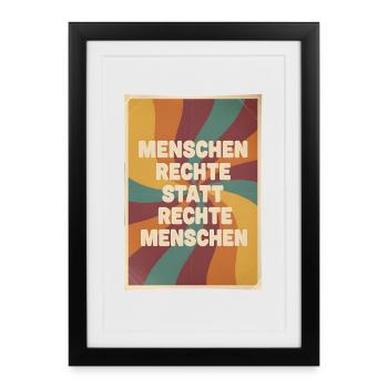 Droits de l’homme au lieu de bonnes personnes Rétro - Affiche encadrée (27 × 37 cm) - noir - Devant