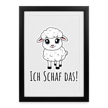 I can do it! The little lamb has self-confidence - Framed poster (27 × 37 cm) - black - Front