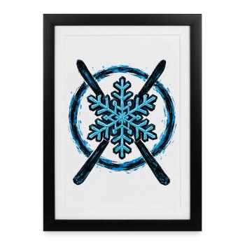 Ski | Skieur | Montagne - Affiche encadrée (27 × 37 cm) - noir - Devant
