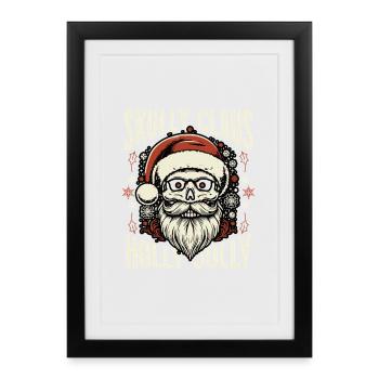 Skully Claus Holly Jolly Merry Christmas - Framed poster (27 × 37 cm) - black - Front