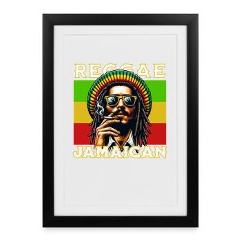 Reggae Jamaican Rasta Style with Cool Dreadlock Fig - Framed poster (27 × 37 cm) - black - Front