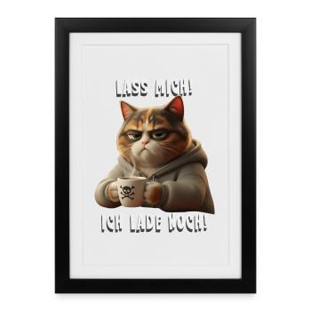 Grumpy Katze mit Kaffee Hoodie Morgenmuffel - Affiche encadrée (27 × 37 cm) - noir - Devant