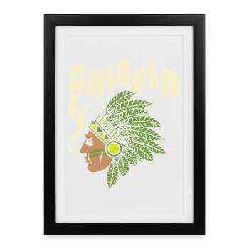 Illustration de profil de coiffe Chiefin - Affiche encadrée (27 × 37 cm) - noir - Devant