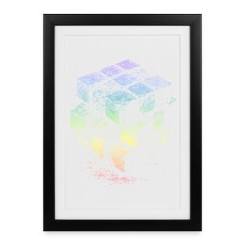 Cube Rainbow Colors - Framed poster (27 × 37 cm) - black - Front