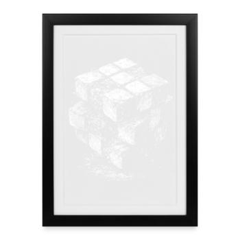 Brick Cube Geometry - Framed poster (27 × 37 cm) - black - Front