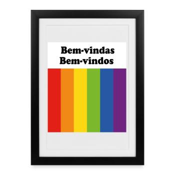 Accueil LGBT Bem-vindas Bem-vindos Portugais - Affiche encadrée (27 × 37 cm) - noir - Devant