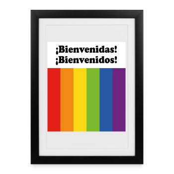 Bienvenue LGBT Bienvenidos Bienvenidas Spanish - Affiche encadrée (27 × 37 cm) - noir - Devant