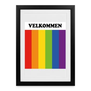 Velkommen Rainbow Flag - LGBT Safe Space Norwegian - Framed poster (27 × 37 cm) - black - Front