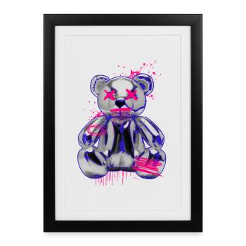 Ours en peluche gothique avec un look néon graffiti - Affiche encadrée (27 × 37 cm) - noir - Devant