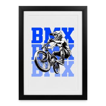 BMX Freestyle Sport Art - Affiche encadrée (27 × 37 cm) - noir - Devant
