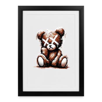 Broken Sad Teddy Graffiti Art - Gerahmtes Poster (27 × 37 cm) - Schwarz - Vorne