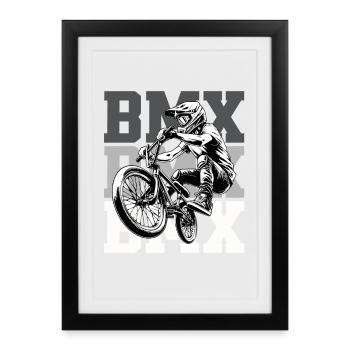 BMX Freestyle Action Urban Street Art - Gerahmtes Poster (27 × 37 cm) - Schwarz - Vorne