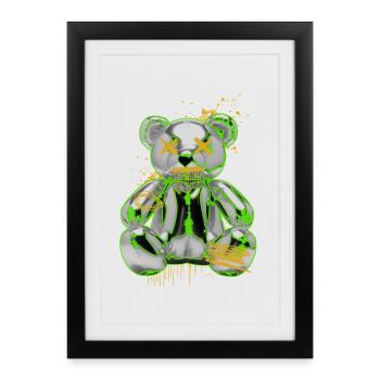 Rébellion des ours en peluche graffitis Art urbain - Affiche encadrée (27 × 37 cm) - noir - Devant