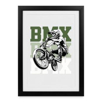 BMX Rider Design – Street & Dirt Bike Style - Gerahmtes Poster (27 × 37 cm) - Schwarz - Vorne
