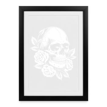 Crânes et roses - Affiche encadrée (27 × 37 cm) - noir - Devant