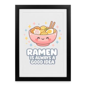 Ramen Noodles Cat Lover Retro Kawaii Cats - Framed poster (27 × 37 cm) - black - Front