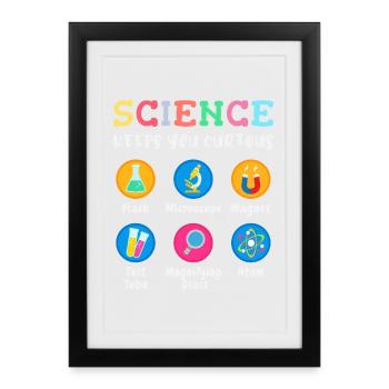 Science arouses curiosity - Framed poster (27 × 37 cm) - black - Front