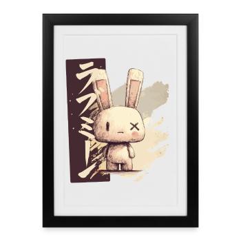 Love me bunny en style croquis - Affiche encadrée (27 × 37 cm) - noir - Devant