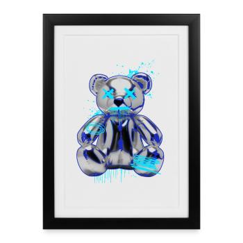 Ours en peluche néon Grifffiti Drop - Affiche encadrée (27 × 37 cm) - noir - Devant