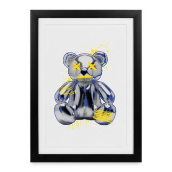 Graffiti Bear Metal Neon Street Art - Framed poster (27 × 37 cm) - black - Front