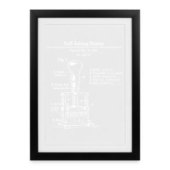 Vintage self inking Stamp Patent Blueprint - Framed poster (27 × 37 cm) - black - Front