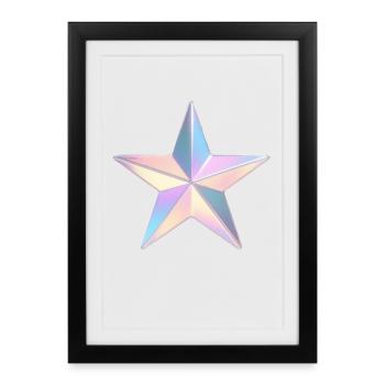 Étoile irisée pastel - Affiche encadrée (27 × 37 cm) - noir - Devant