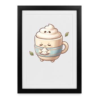Tasse à café Nuage Douillet - Affiche encadrée (27 × 37 cm) - noir - Devant