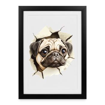 Pug - Framed poster (27 × 37 cm) - black - Front