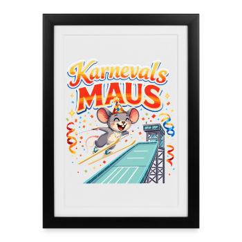Carnival Mouse Ski Jumping Funny - Framed poster (27 × 37 cm) - black - Front