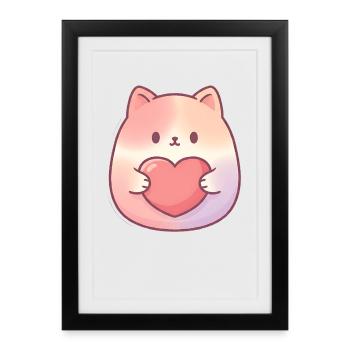 Amour de cœur de chaton câlin - Affiche encadrée (27 × 37 cm) - noir - Devant
