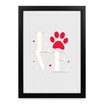 L’amour avec une empreinte de patte - Affiche encadrée (27 × 37 cm) - noir - Devant
