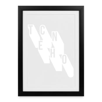 Musique techno design géométrique du logo - Affiche encadrée (27 × 37 cm) - noir - Devant