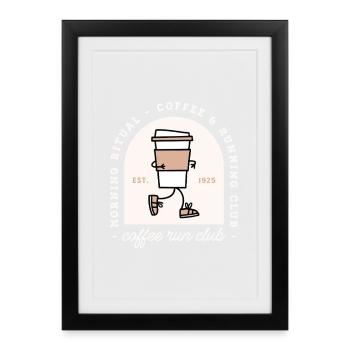 Funny coffee and running lovers run club - Framed poster (27 × 37 cm) - black - Front