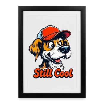 Chien de dessin animé toujours cool - Affiche encadrée (27 × 37 cm) - noir - Devant