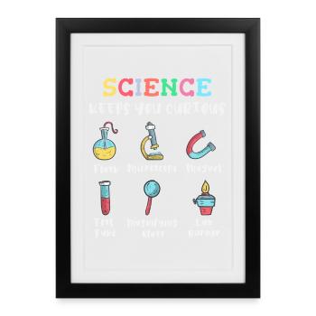 Science arouses curiosity - Framed poster (27 × 37 cm) - black - Front