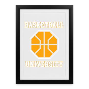Basketball University Emblem - Framed poster (27 × 37 cm) - black - Front