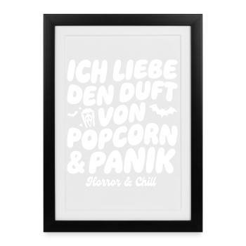 Popcorn und Panik: Horror Chill - Gerahmtes Poster (27 × 37 cm) - Schwarz - Vorne