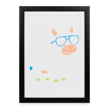 Lunettes de soleil Cool Cow Vector abstrait - Affiche encadrée (27 × 37 cm) - noir - Devant