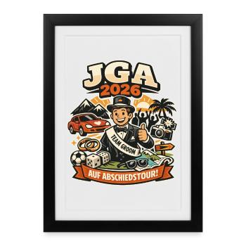 Cadeau drôle pour la fête de garçon 2026 - Affiche encadrée (27 × 37 cm) - noir - Devant