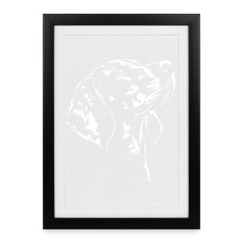 Chiens silhouette de Coonhound noirs et beiges Wilsigns - Affiche encadrée (27 × 37 cm) - noir - Devant