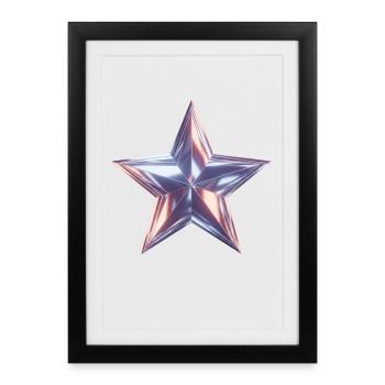 Étoile Métallique Lumière Violette - Affiche encadrée (27 × 37 cm) - noir - Devant