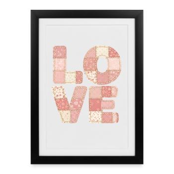 J’adore le design de patchwork rose Trend Design - Affiche encadrée (27 × 37 cm) - noir - Devant