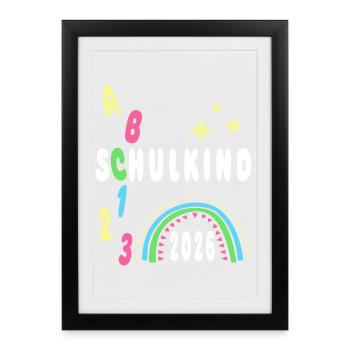 Schoolchild 2026 - neon 123 ABC - Framed poster (27 × 37 cm) - black - Front