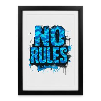 No Rules Urban Graffiti Street Design - Gerahmtes Poster (27 × 37 cm) - Schwarz - Vorne