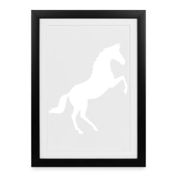 Cheval blanc Chevaux Silhouettes Figure d’ombre - Affiche encadrée (27 × 37 cm) - noir - Devant