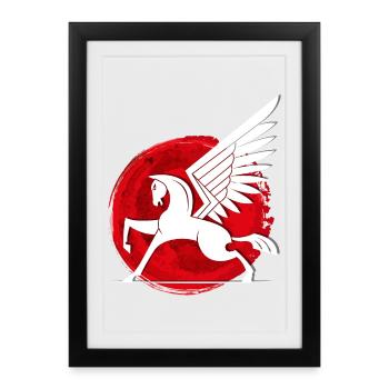 Pegasus in the Red Circle Horse Riding Legend - Framed poster (27 × 37 cm) - black - Front