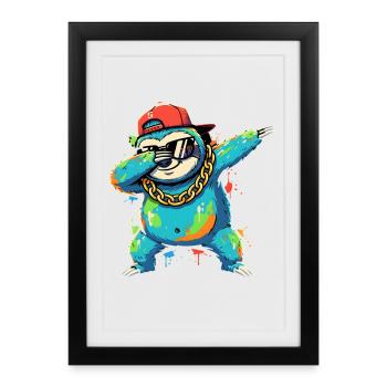 Tapoter la paresse avec le design artistique de rue Cap - Affiche encadrée (27 × 37 cm) - noir - Devant