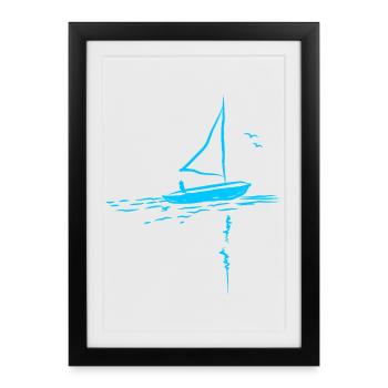 Paysage des voiliers - Affiche encadrée (27 × 37 cm) - noir - Devant